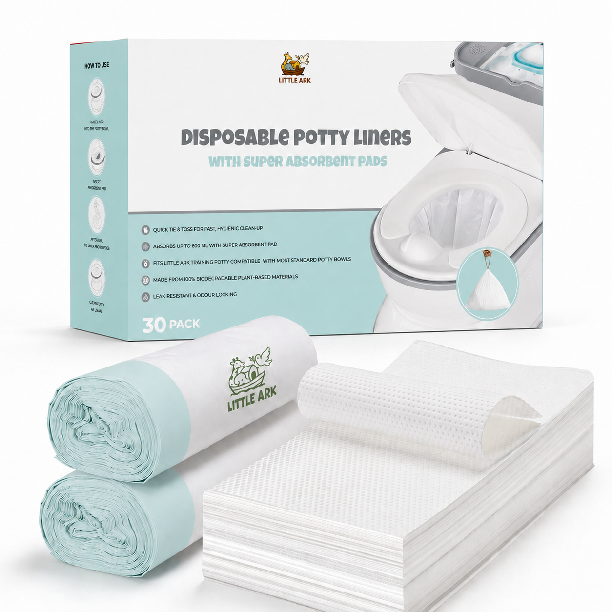 Little Ark Disposable Potty Training Liners with Super Absorbent Pads