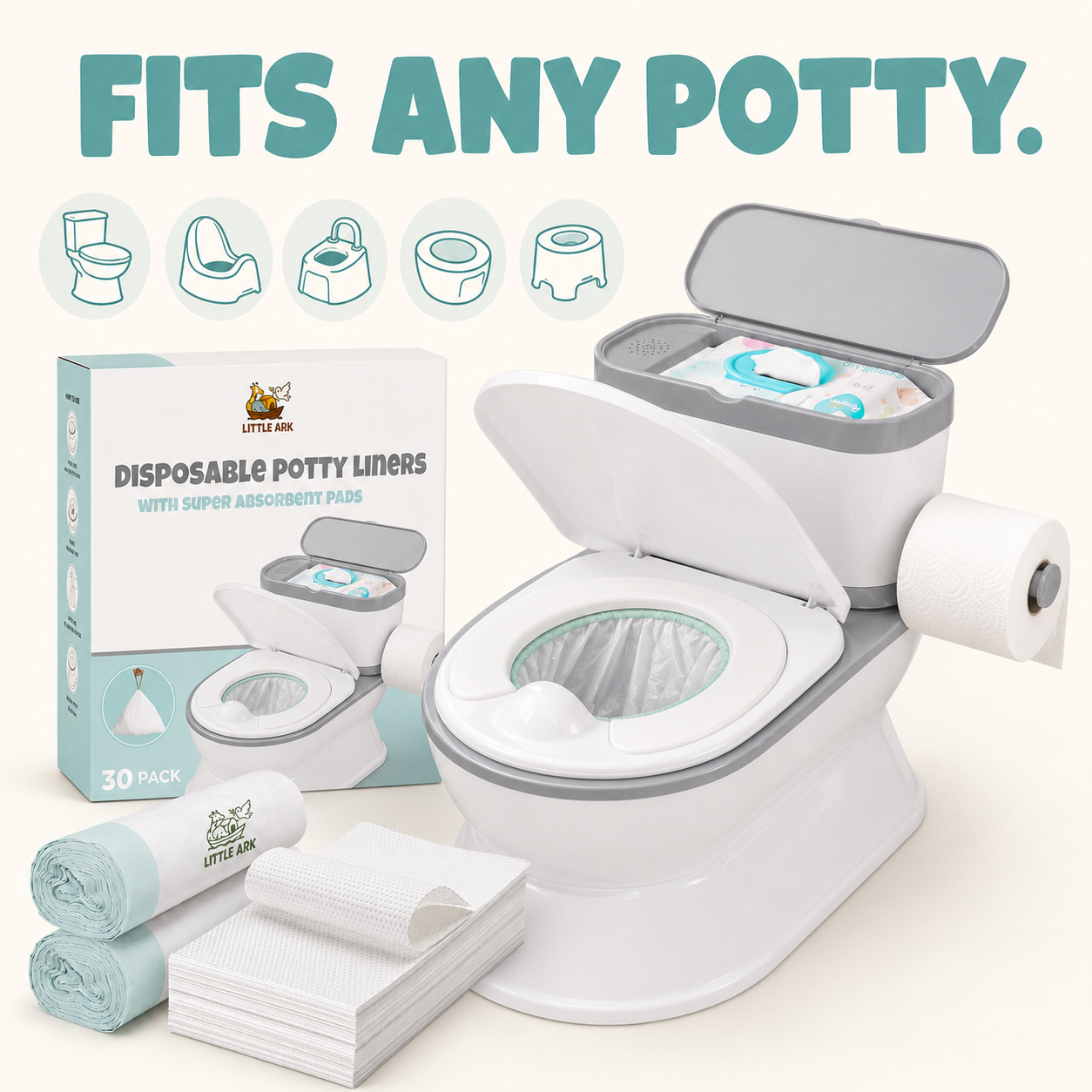 Little Ark Disposable Potty Training Liners with Super Absorbent Pads